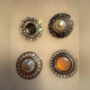 Elegant Silver and Pearl Button Set for Snap Bracelet